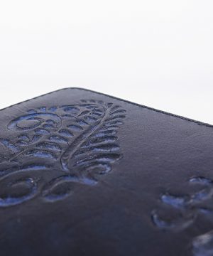 Ručne vytvarovaný, vyrezávaný a reliéfny kožený zápisník - Blue Ancient