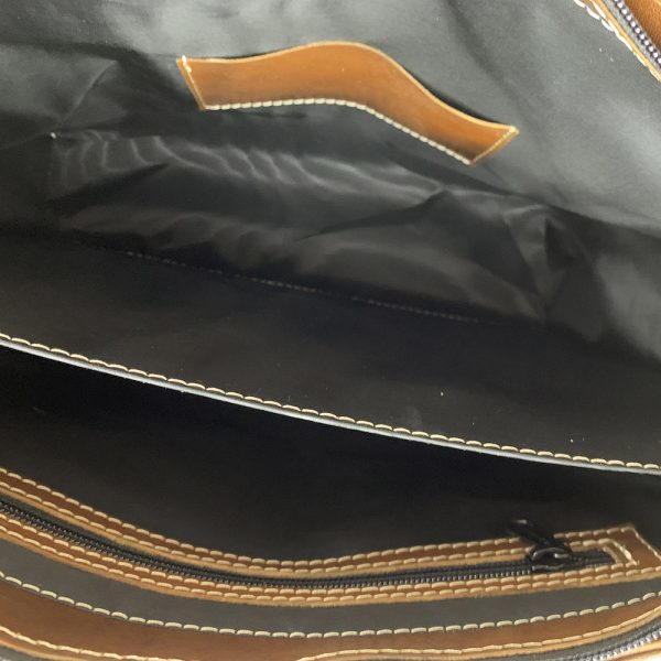 Luxusná Kožená dámska kabelka SHOPPER ručne tamponovaná a tieňovaná v hnedej farbe - Image 5