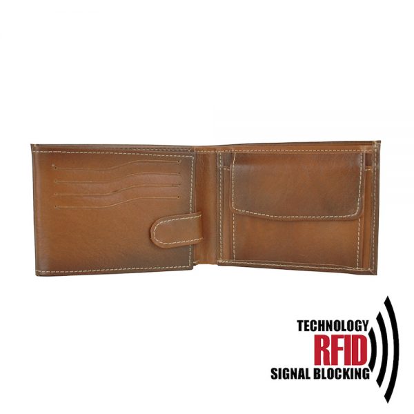 RFID kožená peňaženka vo svetlo hnedej farbe č.8552, ručne tieňovaná