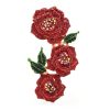Luxusná ozdobná brošňa v tvare veľkých červených ruží s kryštálikmi