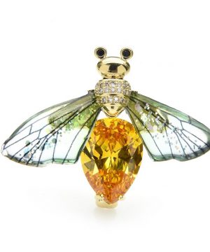 Luxusná transparentná brošňa v podobe farebnej včely