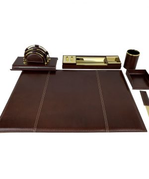 Luxusný stolový kancelársky set v tmavo hnedej farbe - Kompletný set – Obrázok 3