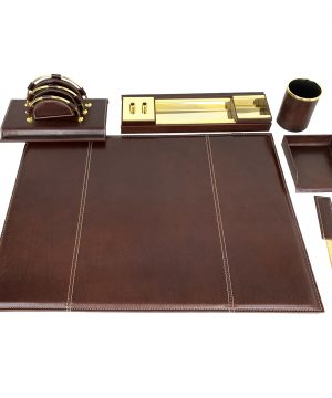 Luxusný stolový kancelársky set v tmavo hnedej farbe - Kompletný set – Obrázok 5