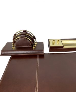 Luxusný stolový kancelársky set v tmavo hnedej farbe - Kompletný set – Obrázok 4