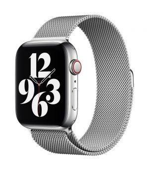 Magnetický náramok pre Apple Watch, Nerezová oceľ, 42mm : 44mm, Strieborný