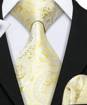 Luxusný set - kravata, manžety a vreckovka so zlatým vzorom