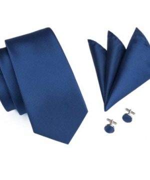 Luxusný set - kravata, manžety a vreckovka v modrom prevedení