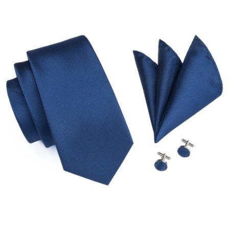 Luxusný set - kravata, manžety a vreckovka v modrom prevedení