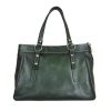 Luxusná kabelka kožená 8602 ručne tamponovaná a tieňovaná v tmavo zelenej farbe