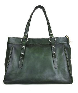 Luxusná kabelka kožená 8602 ručne tamponovaná a tieňovaná v tmavo zelenej farbe