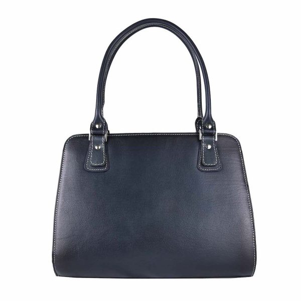 Luxusná kožená kabelka 8614 ručne tamponovaná a tieňovaná v tmavo modrej farbe