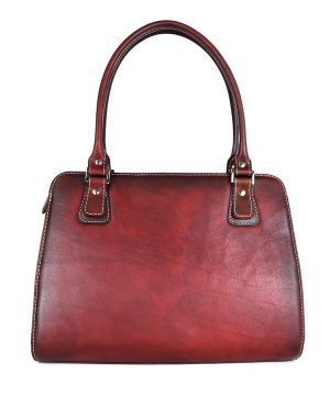 Luxusná kožená kabelka 8614 ručne tamponovaná a tieňovaná v bordovej farbe