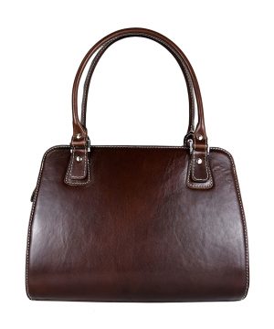 Luxusná kožená kabelka 8614 v tmavo hnedej farbe