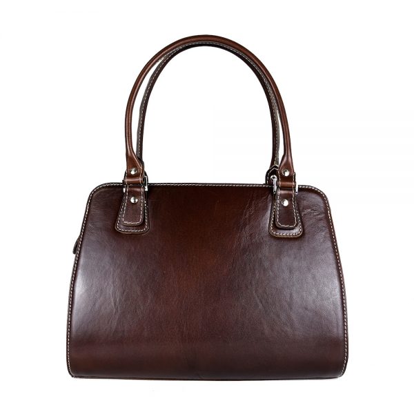 Luxusná kožená kabelka 8614 v tmavo hnedej farbe