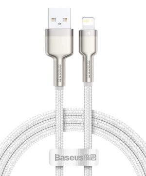 Luxusný kovový kábel Lightning Metal data cable, 2.4A, 1m, Baseus, biely