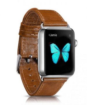 Kožený náramok pre Apple Watch iCarer, Hovädzia koža, Leather Series Light Brown, 38mm