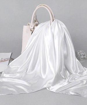Luxusná hodvábna šatka SIMPLE BIELA, 90 x 90cm, Ručná výroba na Slovensku