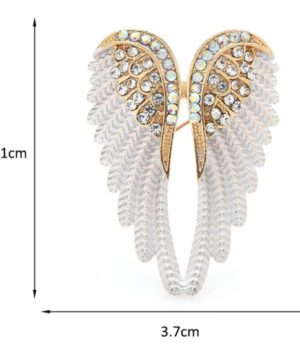 Luxusná brošňa v tvare prepracovaných bielych anjelských krídel