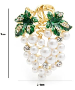 Luxusná brošňa v tvare strapca hrozna s drobnými perličkami
