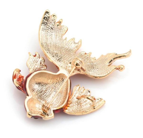 Prepracovaná smaltovaná brošňa na šaty v tvare zlatej rybky