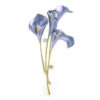 Smaltovaná pripínacia brošňa na šaty v podobe kytice modrých ľalií