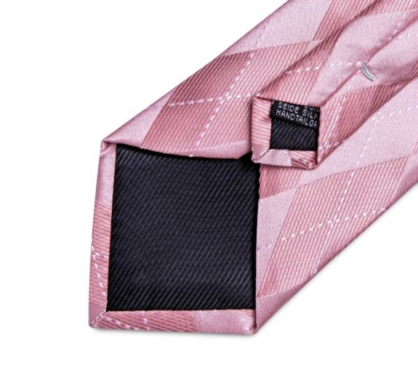 Kravatový set - kravata, manžetové gombíky a vreckovka s ružovým vzorom