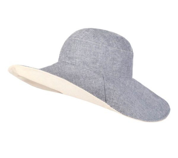 Luxusný dámsky klobúk na leto v modro-sivej farbe