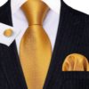 Viazanka + vreckovka + manžety - kravatový set so zlatým vzorom