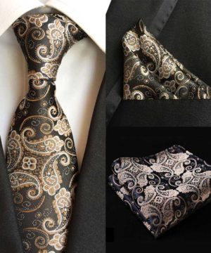 Spoločenská kravata a vreckovka - elegantný tmavý set