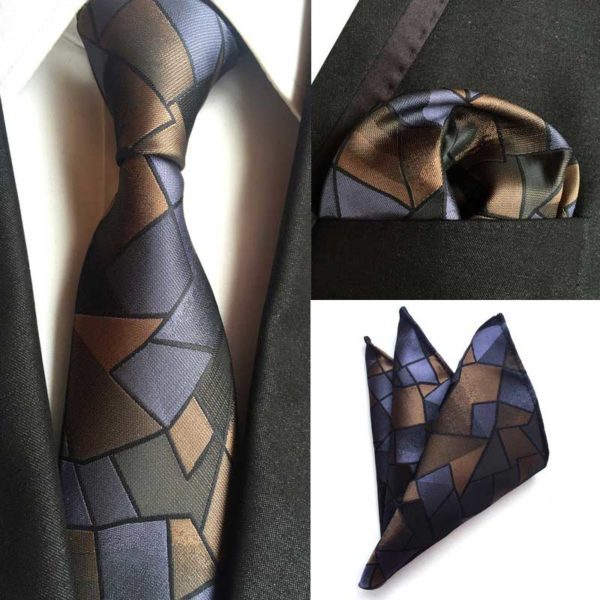 Spoločenská kravata a vreckovka - moderný kravatový set