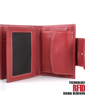 RFID kožená peňaženka v červenej farbe č.8211