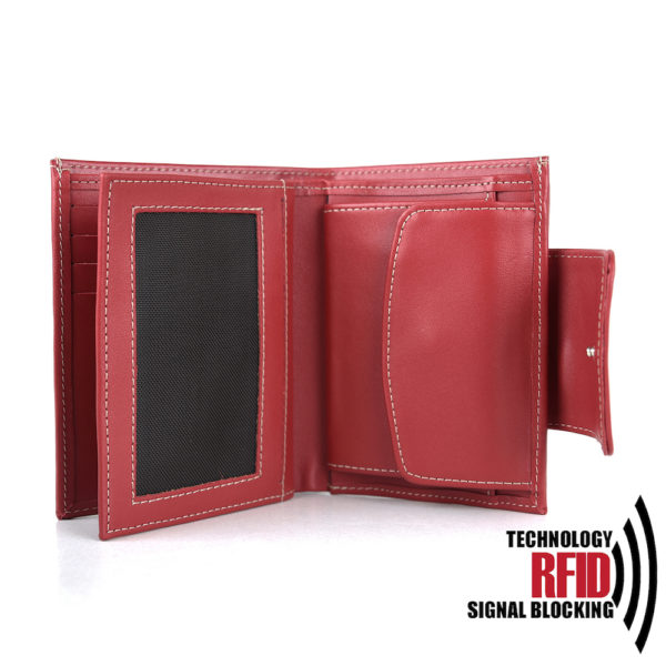 RFID kožená peňaženka v červenej farbe č.8211