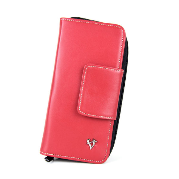 Luxusná kožená dámska peňaženka s bohatou výbavou v červenej farbe