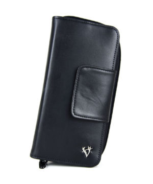 Luxusná kožená dámska peňaženka s bohatou výbavou v čiernej farbe