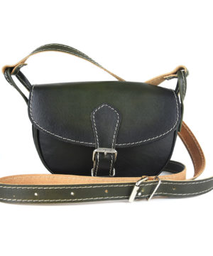 Alternative view of Luxusná MINI kožená kabelka v tmavo zelenej farbe