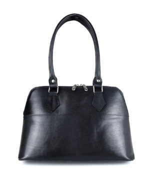 Luxusná nadčasová kožená kabelka z pravej kože v čiernej farbe