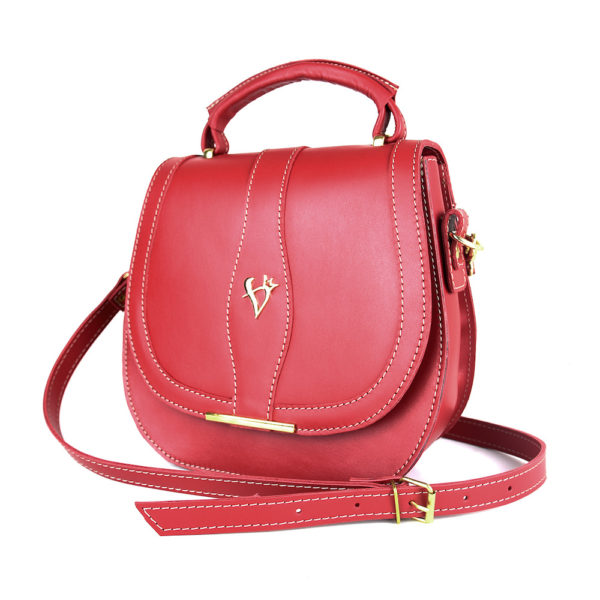 Luxusná trendová kožená kabelka v červenej farbe
