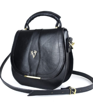 Luxusná trendová kožená kabelka v čiernej farbe