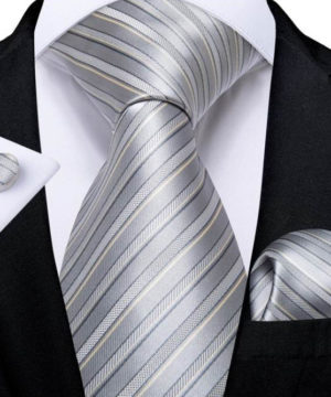 Viazanka + vreckovka + manžety - kravatový set s pásikmi