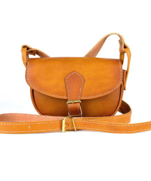 Alternative view of Luxusná MINI kožená kabelka v tmavo žltej farbe