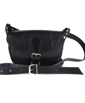 Alternative view of Luxusná MINI kožená kabelka v čiernej farbe