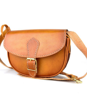 Luxusná MINI kožená kabelka v tmavo žltej farbe