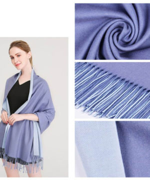 Kvalitný dvojfarebný kašmírový šál v modro-fialovej farbe