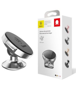 360 stupňový štýlový magnetický stojan do auta BASEUS, strieborná farba