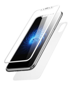 3D Tvrdené ochranné sklo na zadnú + prednú časť iPhonu X - biela farba