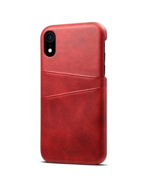 Kožený kryt na kreditnú kartu pre iPhone XS MAX v červenej farbe