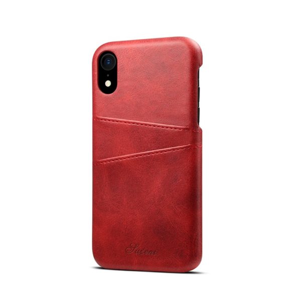 Kožený kryt na kreditnú kartu pre iPhone XS MAX v červenej farbe