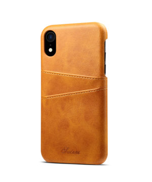 Kožený kryt na kreditnú kartu pre iPhone XS MAX v khaki farbe