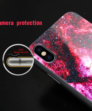 Luxusný ochranný kryt na iPhone X, červeno-biela galaxia – Obrázok 5