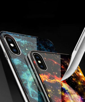 Luxusný ochranný kryt na iPhone X, červeno-biela galaxia – Obrázok 4